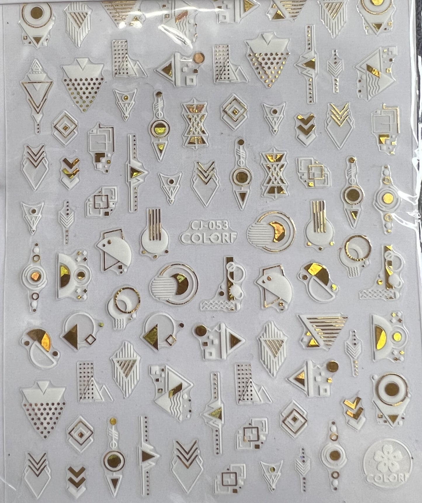 3D Gold & White Assorted Nail Decal